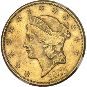 République fédérale des États-Unis d’Amérique (1776-à nos jours). 20 dollars Liberty, avec devise 1875, CC, Carson City.