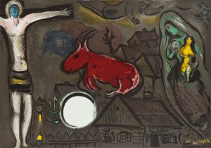 Marc Chagall, 1887 Łoźno k. Witebska-1985 Saint-Paul de Vence, Mistyczne ukrzyżowanie z albumu 