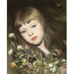 MAX, GABRIEL CORNELIUS RITTER VON (1840 Praga - 1915 Monaco di Baviera), Ritratto di una ragazzina con fiori primaverili