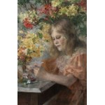 Hermine Lindner (1862-1932), Young Girl with Azaleas