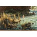 SCUOLA DELL’EUROPA CENTRALE (FINE DEL XIX SECOLO), La ninfa dell’acqua in un paesaggio costiero autunnale