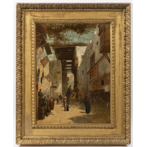 Maestro della Scuola Orientalista (attivo intorno al 1873), Scena di strada al Cairo