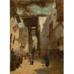 Maestro della Scuola Orientalista (attivo intorno al 1873), Scena di strada al Cairo