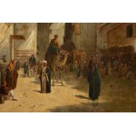 Maestro della Scuola Orientalista (attivo intorno al 1873), Scena di strada al Cairo