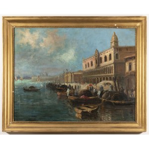 European School 19th century, Panoramic View of the Doge's Palace and Riva degli Schiavoni, Venice