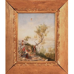 19th century painter, Mediterranean Coastal Scene with Figures