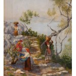 19th century painter, Mediterranean Coastal Scene with Figures