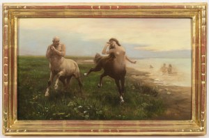Attributed to Zygmunt Ajdukiewicz (1861 - 1917) , Mythological Scene The Play of the Centaurs