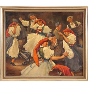 Karl Hruby (1856-1917), Festive Village Dance in Bohemia