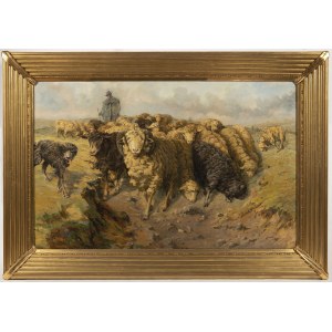 Hans (Johann) Ganthner (Austrian, 1853-1914) , The Shepherd and his Flock