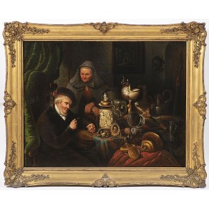 Abraham Anne van de Kasteele ( 1814-1893) , The Antique Dealer