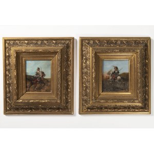 STANISŁAW JANOWSKI (POLISH, 1866 - 1942) , Studies of Cavalrymen: A Prussian Cuirassier and a French Cuirassier (Pair