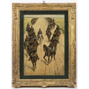 Giovanni Fattori (1825-1908) , Cavalry Column on the March