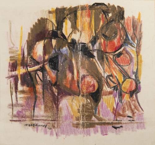 Attributed to Serge Poliakoff (Russian/French, 1900-1969), Abstract Composition in Ochre and Violet