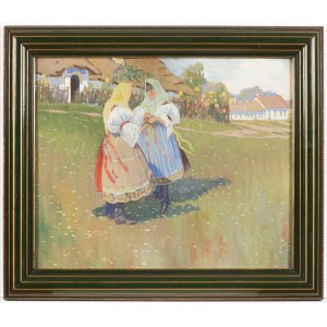 Czech or Slovak painter, 19th century , Girls in Traditional Clothes.