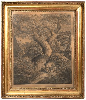 Ludwig SPRUNG after Johann Elias RIDINGER (1698-1767) , Foxes in a Forest Landscape