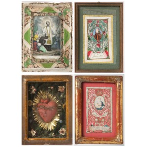Group of four devotional art objects