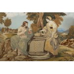 Cristo e la donna samaritana al pozzo - Ricamo d'epoca