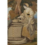 Cristo e la donna samaritana al pozzo - Ricamo d'epoca