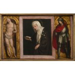 Maestro fiorentino, prima metà del XVI secolo. , Santa Caterina da Siena tra San Sebastiano e un santo soldato (San Demetrio?)