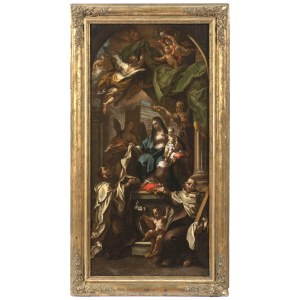 Sebastiano Conca (Gaeta 1680 - 1764 Roma), La Vergine con il Bambino e i santi Simone Stock e Giovanni della Croce.
