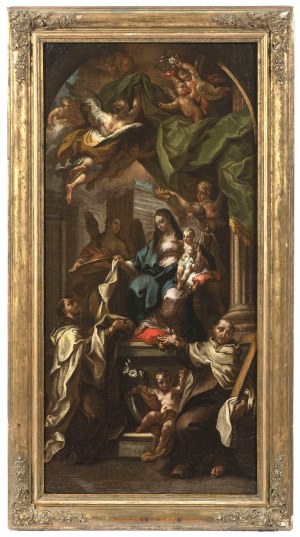 Sebastiano Conca (Gaeta 1680 - 1764 Rome) , The Virgin and Child with Saints Simon Stock and John of the Cross.