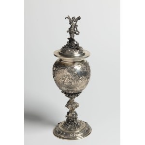 An Ornate Hanau Historicist Silver Covered Goblet