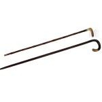 Two Wooden Walking Canes, Supportive, Hardwood and Bamboo, Antler Handles