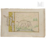 Indian/Persian-Style Artwork, Elephant, Inscription in Persian