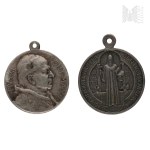 [SILVER?] Two Religious Medals: St. Benedict, Pontificate of Pope Pius XI, 1925