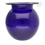 Cobalt Blue Glass Vase with a Wavy Rim