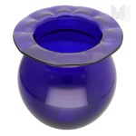 Cobalt Blue Glass Vase with a Wavy Rim