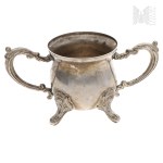 Set of Nickel-Plated Metal Tableware - Tray, Milk Jug, Sugar Bowl