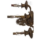 Metal Brass Decorative Three-Arm Wall Sconce Converted into an Electric Lamp, Wall Sconce