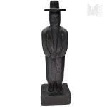 Black Figurine of a Jewish Man, an Orthodox Jew with Sidelocks and a Hat
