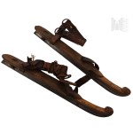 Vintage Old Wooden Skates Attached to Shoes by D. Kanninga, Drachten