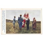 Presentation of flags to the 1st Division of the Polish Army in France, June 22, 1918: The President decorating the flag of Bayonne