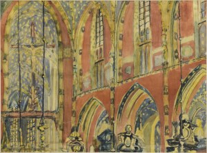 Ignacy PIEŃKOWSKI (1877-1948), Wnętrze kościoła Mariackiego w Krakowie