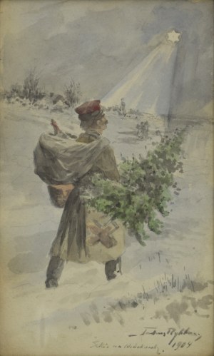 Tadeusz RYBKOWSKI (1848-1926), Szkic na widokówkę, 1904