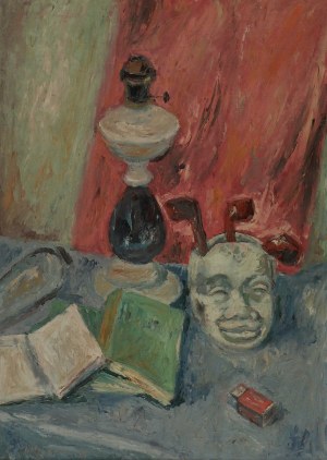 Jan HRYNKOWSKI (1891-1971), Martwa natura z lampą naftową