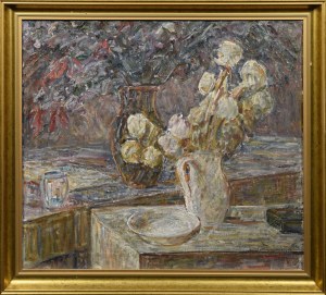 Stefan JUST (1905-1977), Martwa natura z kwiatami w dzbanach, 1964