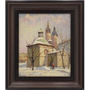 J. BUDZYNOWSKI, 20th century, View of St. Adalbert's Church in Kraków, 1932