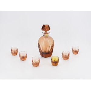 Azienda MOSER (fondata nel 1857), Set da liquore - caraffa con tappo e 6 bicchierini