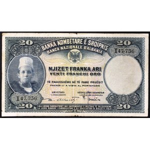 Albania, Kingdom, 20 Franka Ari n.d. (1926)