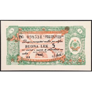 Albania, People's Socialist Republic, 5 Leke 1953