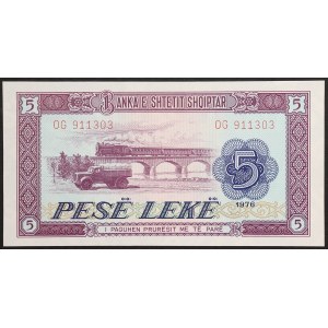 Albania, Socjalistyczna Republika Ludowa, 5 leków, 1976 r.