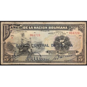 Repubblica della Bolivia, 5 boliviani, s.d. (1929)
