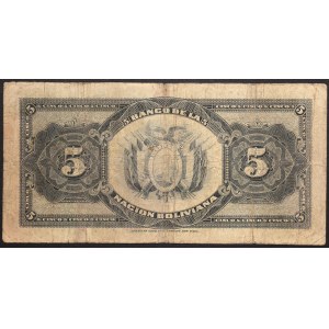 Repubblica della Bolivia, 5 boliviani, s.d. (1929)