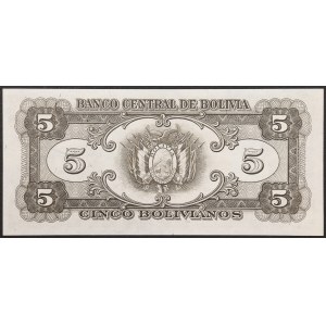 Bolivia, Republic, 5 Bolivianos 1945