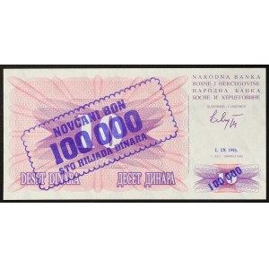 Bosnia and Herzegovina, Serbian Republic, 100.000 Dinara 01/09/1993